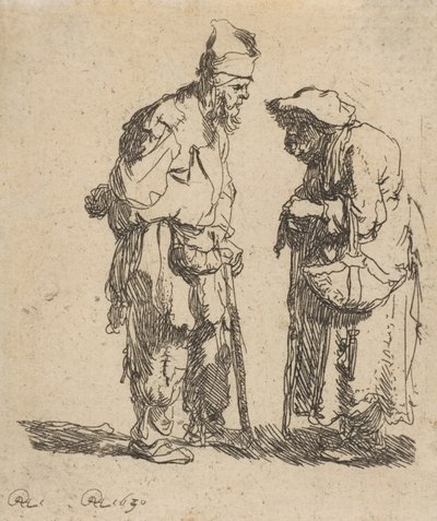 Tiggarman och tiggarkvinna samtalar, 1630., 1630. av Rembrandt van Rijn