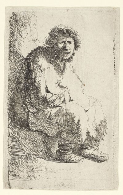 Tiggare sittande på en bänk av Rembrandt van Rijn