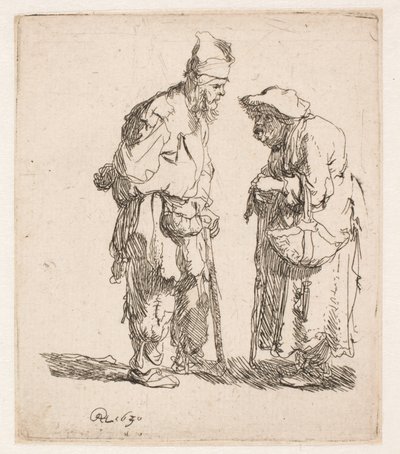 En tiggare och en tiggarkvinna som samtalar av Rembrandt van Rijn