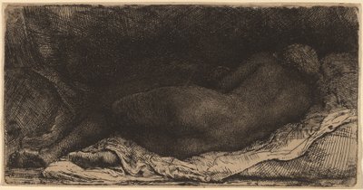 Svart kvinna som ligger ner av Rembrandt van Rijn