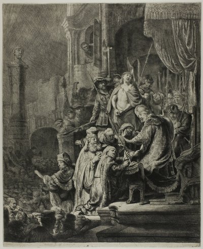 Kristus före Pilatus: Stor tallrik av Rembrandt van Rijn
