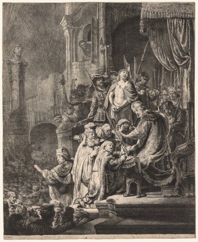 Kristus före Pilatus: Stor tallrik av Rembrandt van Rijn