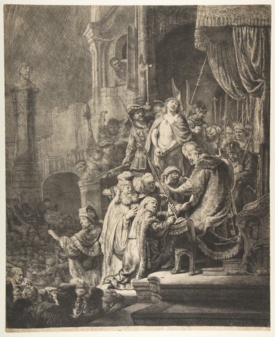 Kristus före Pilatus: den stora plattan, 1636. av Rembrandt van Rijn