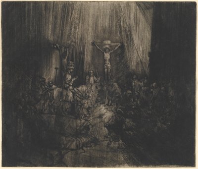 Kristus korsfäst mellan de två tjuvarna (De tre korsen) av Rembrandt van Rijn