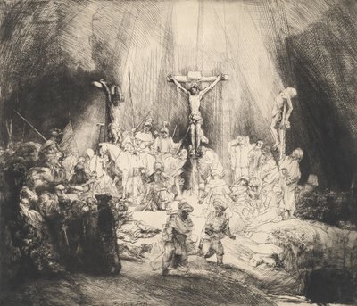 Kristus korsfäst mellan de två tjuvarna De tre korsen, 1653. av Rembrandt van Rijn