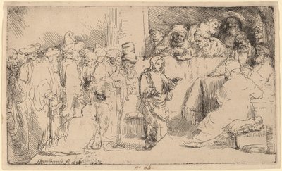 Kristus disputerar med läkarna: en skiss av Rembrandt van Rijn
