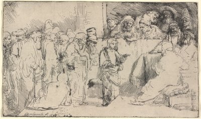 Kristus disputerar med läkarna: en skiss av Rembrandt van Rijn