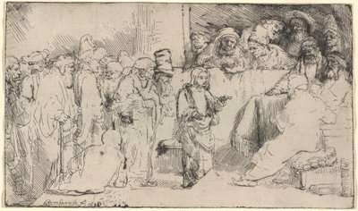 Kristus i diskussion med de skriftlärda: en skiss av Rembrandt van Rijn