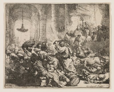Kristus driver växlarna från templet av Rembrandt van Rijn
