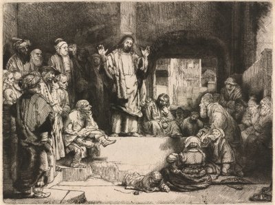 Kristus predikar (Den lilla graven) av Rembrandt van Rijn