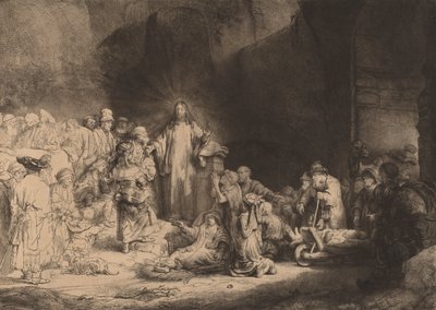 Kristus predikar de hundra guldens tryck, ca. 1649. av Rembrandt van Rijn