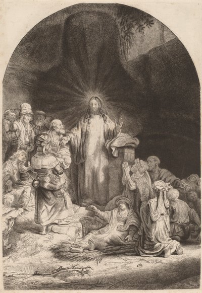 Christ Preaching and Healing Fragment from the Hundred Gulden Print, ca. 1649. av Rembrandt van Rijn