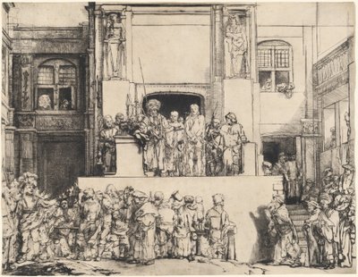 Kristus presenteras för folket: avlång tallrik av Rembrandt van Rijn