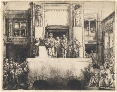 Kristus presenteras för folket: avlång tallrik av Rembrandt van Rijn