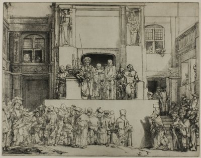 Kristus presenteras för folket: avlång tallrik av Rembrandt van Rijn