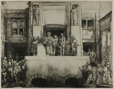 Kristus presenteras för folket: avlång tallrik av Rembrandt van Rijn