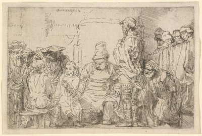 Kristus sitter och diskuterar med de skriftlärda av Rembrandt van Rijn