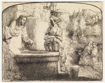 Kristus och Samariens kvinna av Rembrandt van Rijn