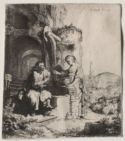 Kristus och kvinnan i Samaria bland ruiner, 1634. av Rembrandt van Rijn