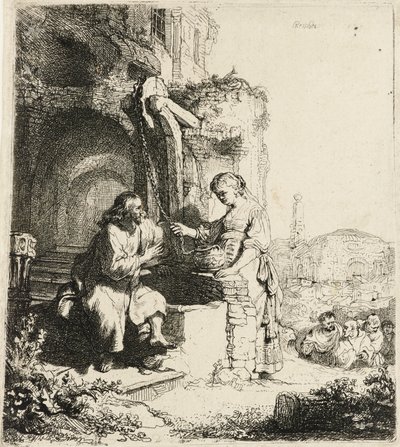 Kristus och Samariens kvinna bland ruiner [Johannes 4:5-20], 1634. av Rembrandt van Rijn
