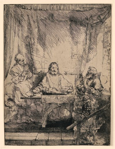 Kristus i Emmaus: Den större tallriken av Rembrandt van Rijn