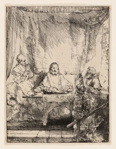 Kristus i Emmaus: Den större tallriken av Rembrandt van Rijn