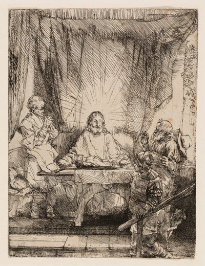 Kristus i Emmaus: Den större tallriken av Rembrandt van Rijn