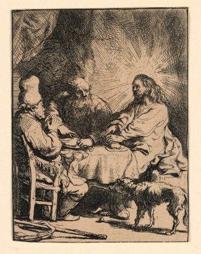 Kristus i Emmaus: Den mindre tallriken av Rembrandt van Rijn