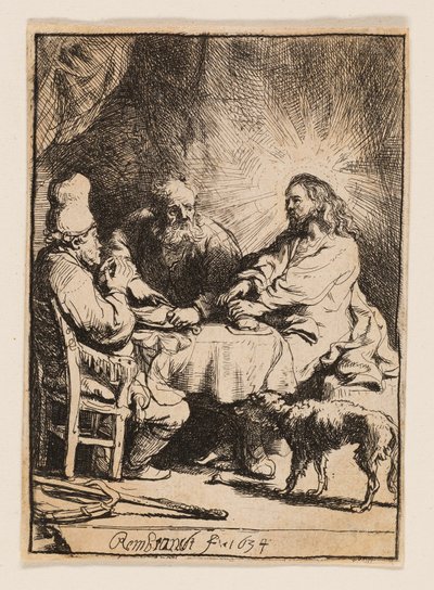 Kristus i Emmaus: Den mindre tallriken av Rembrandt van Rijn