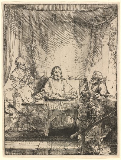 Kristus i Emmaus: den större tallriken av Rembrandt van Rijn