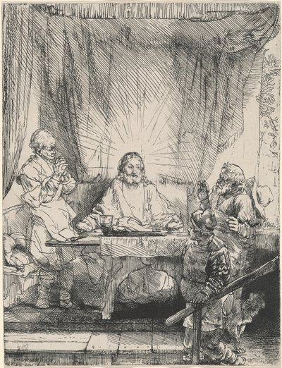 Kristus i Emmaus: den större tallriken av Rembrandt van Rijn