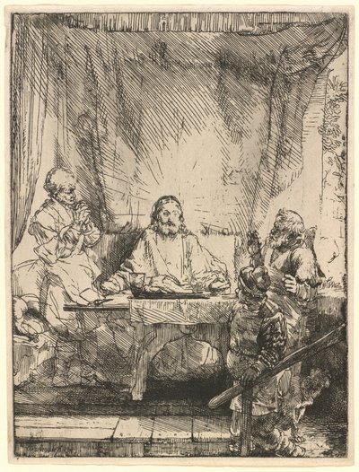 Kristus i Emmaus: den större tavlan av Rembrandt van Rijn