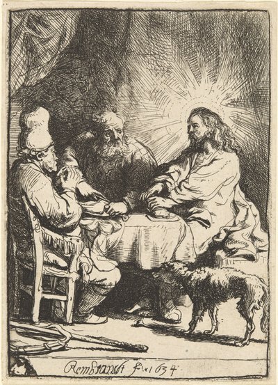 Kristus i Emmaus: den mindre tallriken av Rembrandt van Rijn