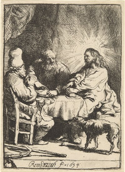Kristus i Emmaus: den mindre tavlan av Rembrandt van Rijn