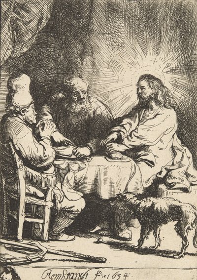 Kristus i Emmaus: den mindre plattan, 1634. av Rembrandt van Rijn