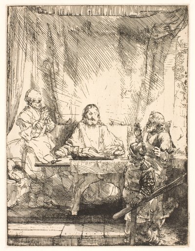 Kristus i Emmaus: den större tallriken av Rembrandt van Rijn