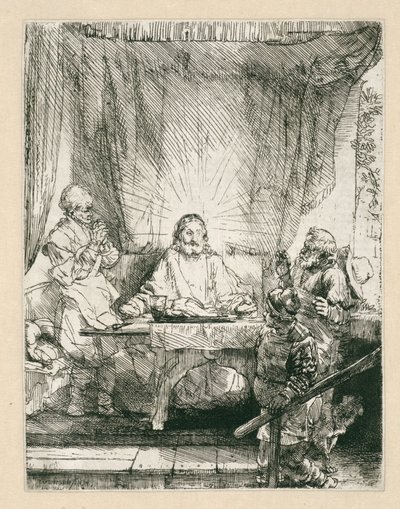 Kristus i Emmaus: den större tallriken av Rembrandt van Rijn