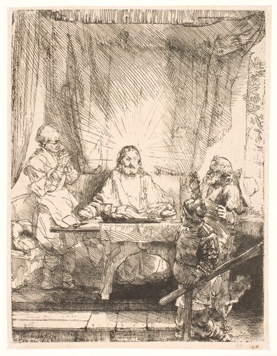 Kristus i Emmaus: den större tavlan av Rembrandt van Rijn