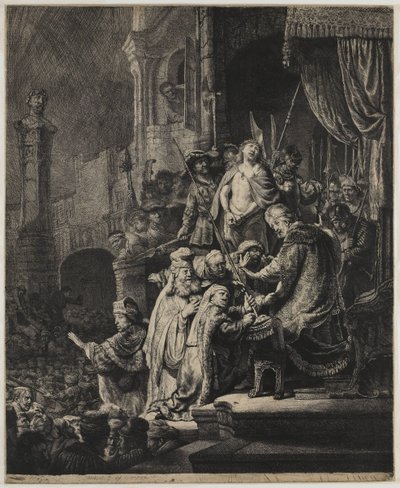 Kristus före Pilatus: stor tallrik av Rembrandt van Rijn