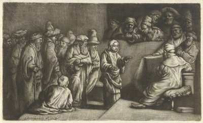 Kristus disputerar med läkarna: en skiss av Rembrandt van Rijn