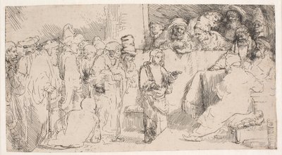 Kristus i diskussion med de skriftlärda: en skiss av Rembrandt van Rijn