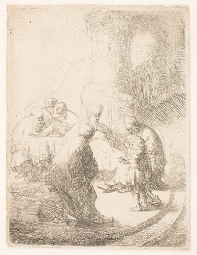 Kristus i diskussion med de skriftlärda: liten tavla av Rembrandt van Rijn