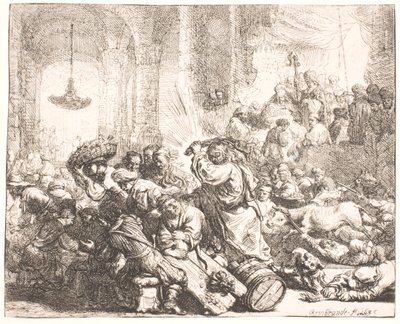 Kristus driver växlarna från templet av Rembrandt van Rijn