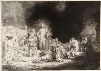 Kristus helar de sjuka The Hundred Guilder Print av Rembrandt van Rijn