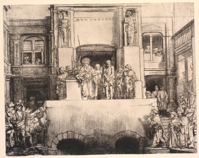 Kristus presenterade för folket: stor avlång tallrik av Rembrandt van Rijn