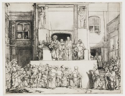 Kristus visas upp för folket: avlång tallrik av Rembrandt van Rijn