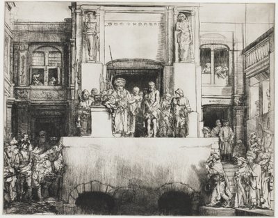 Kristus visas upp för folket: avlång tallrik av Rembrandt van Rijn