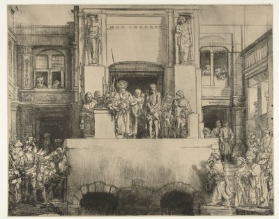 Kristus visas upp för folket: avlång tallrik av Rembrandt van Rijn