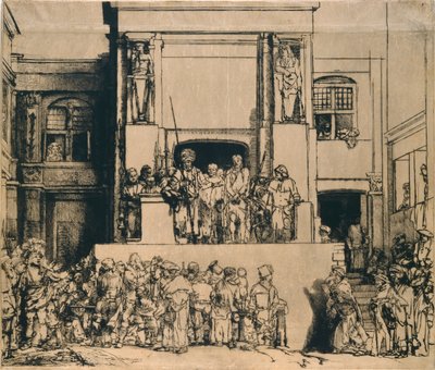 Kristus presenterade för folket: avlång tallrik, 1655 av Rembrandt van Rijn