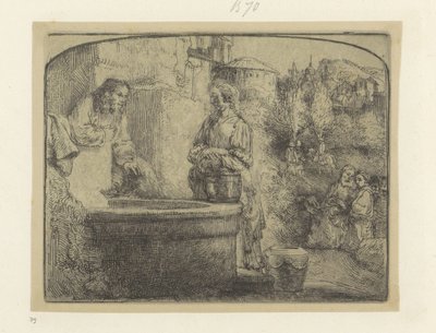 Kristus och den samaritanska kvinnan Recueil de quatre-vingt-cinq estampes originales (serietitel) av Rembrandt van Rijn